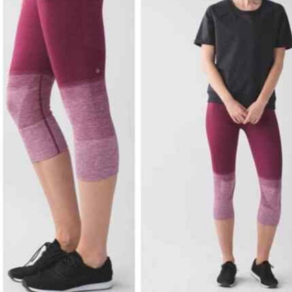 🌸2/$25 Lululemon Seamlessly Street Crop Heathered Dashing Deep Redish Purple - Picture 3 of 10